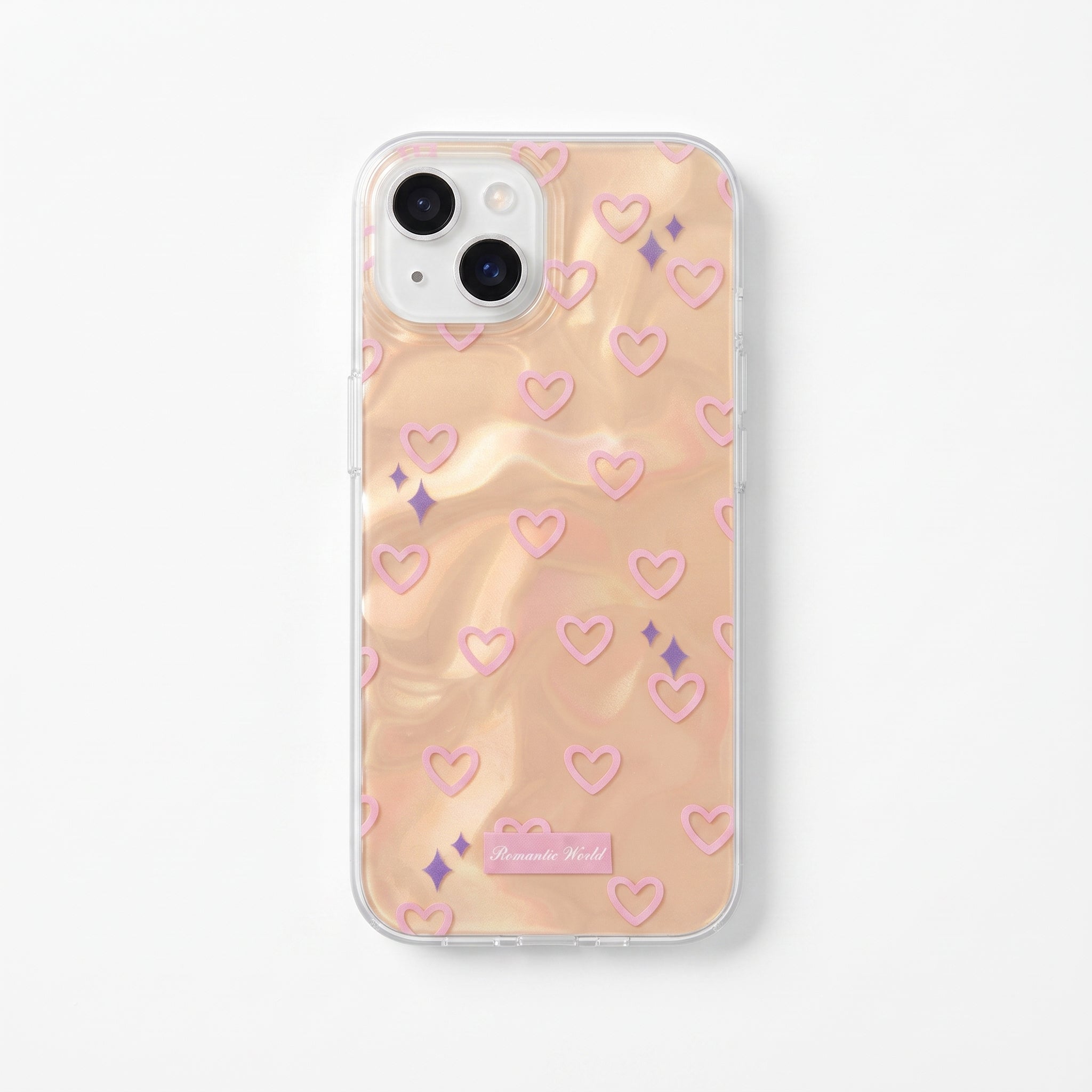 Iphone 15 - 14 - 13 Uyumlu Romantik Kalp Renk Geçişli Parlak Tasarımlı Silikon Kılıf