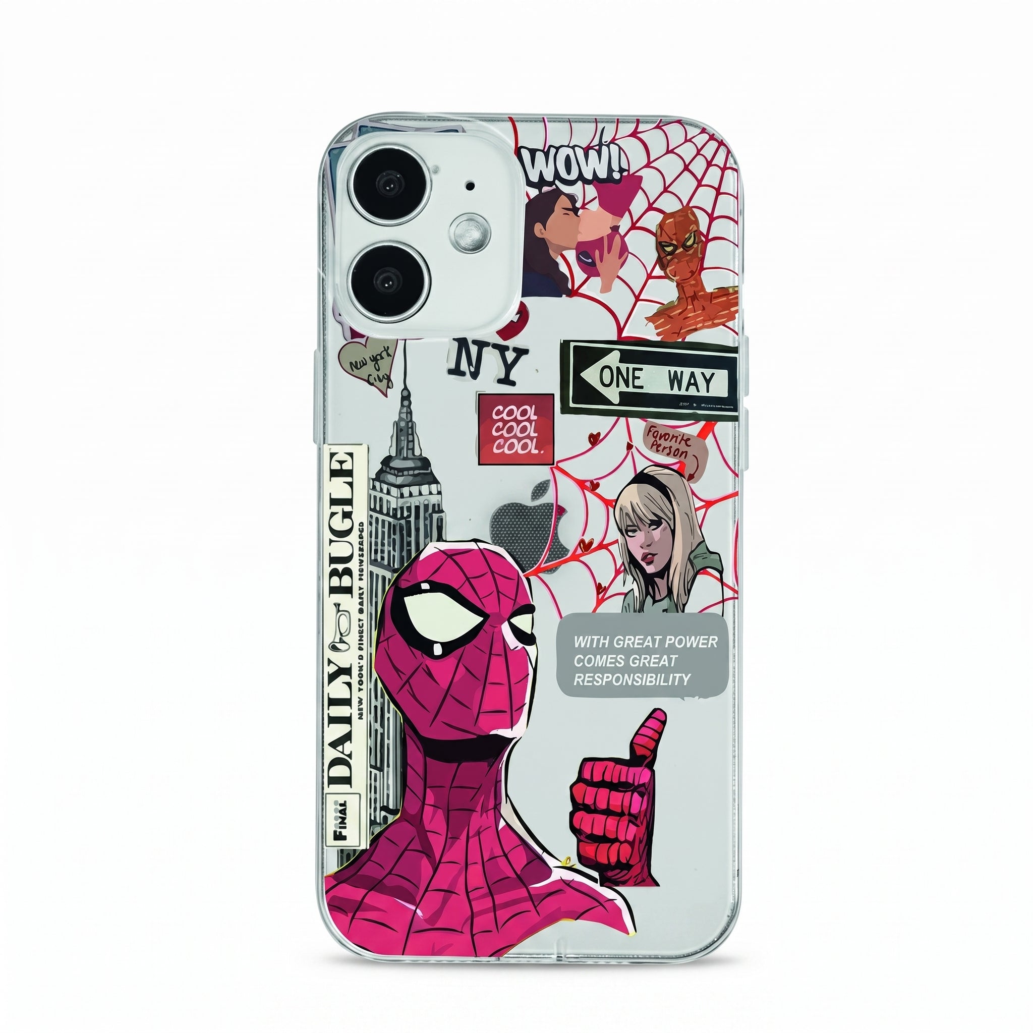 Iphone 12 Uyumlu Spiderman Desenli Şeffaf Telefon Kılıfı