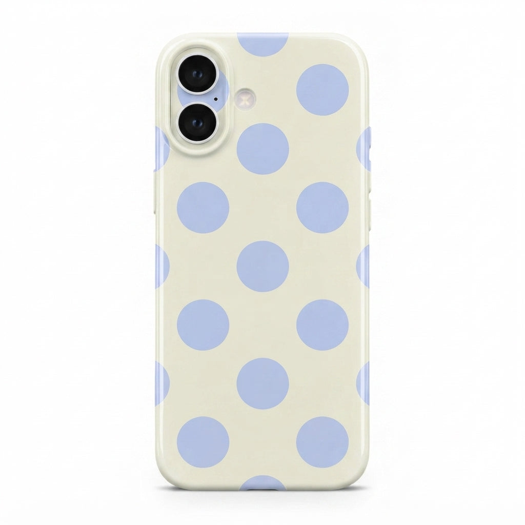 iPhone 15 Mavi Puantiye Protect Slim Parlak Tam Kaplayan Baskı Kamera Korumalı Telefon Kılıfı