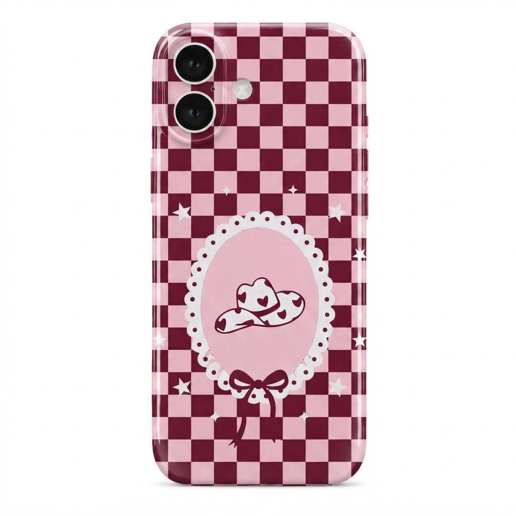 iPhone 16 Pembe Cowboy Protect Slim Parlak Tam Kaplayan Baskı Kamera Korumalı Telefon Kılıfı