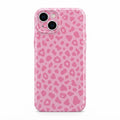 iPhone 15 Pink Leopar Protect Slim Parlak Tam Kaplayan Baskı Kamera Korumalı Telefon Kılıfı