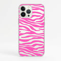 Iphone 15 Pro Max Uyumlu Pembe Zebra Desenli Şeffaf Telefon Kılıfı