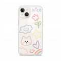 iPhone 13/14 Uyumlu Nice Buzlu Görünüm Pastel Desenli Şeffaf Mat Silikon Kılıf