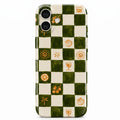 iPhone 17 Olive Checker Protect Slim Parlak Tam Kaplayan Baskı Kamera Korumalı Telefon Kılıfı
