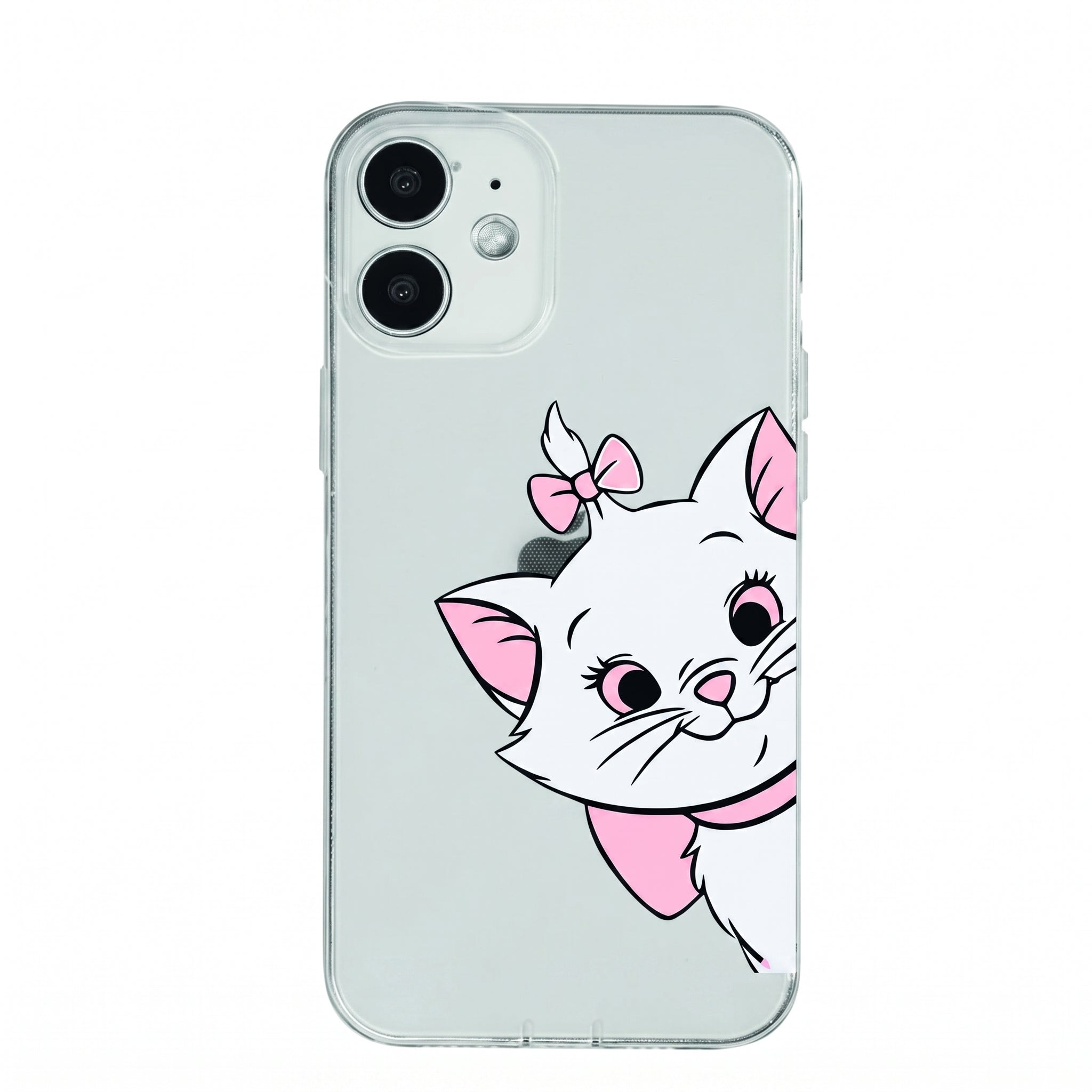 Iphone 15 Uyumlu Marie Kedicik Desenli Şeffaf Telefon Kılıfı