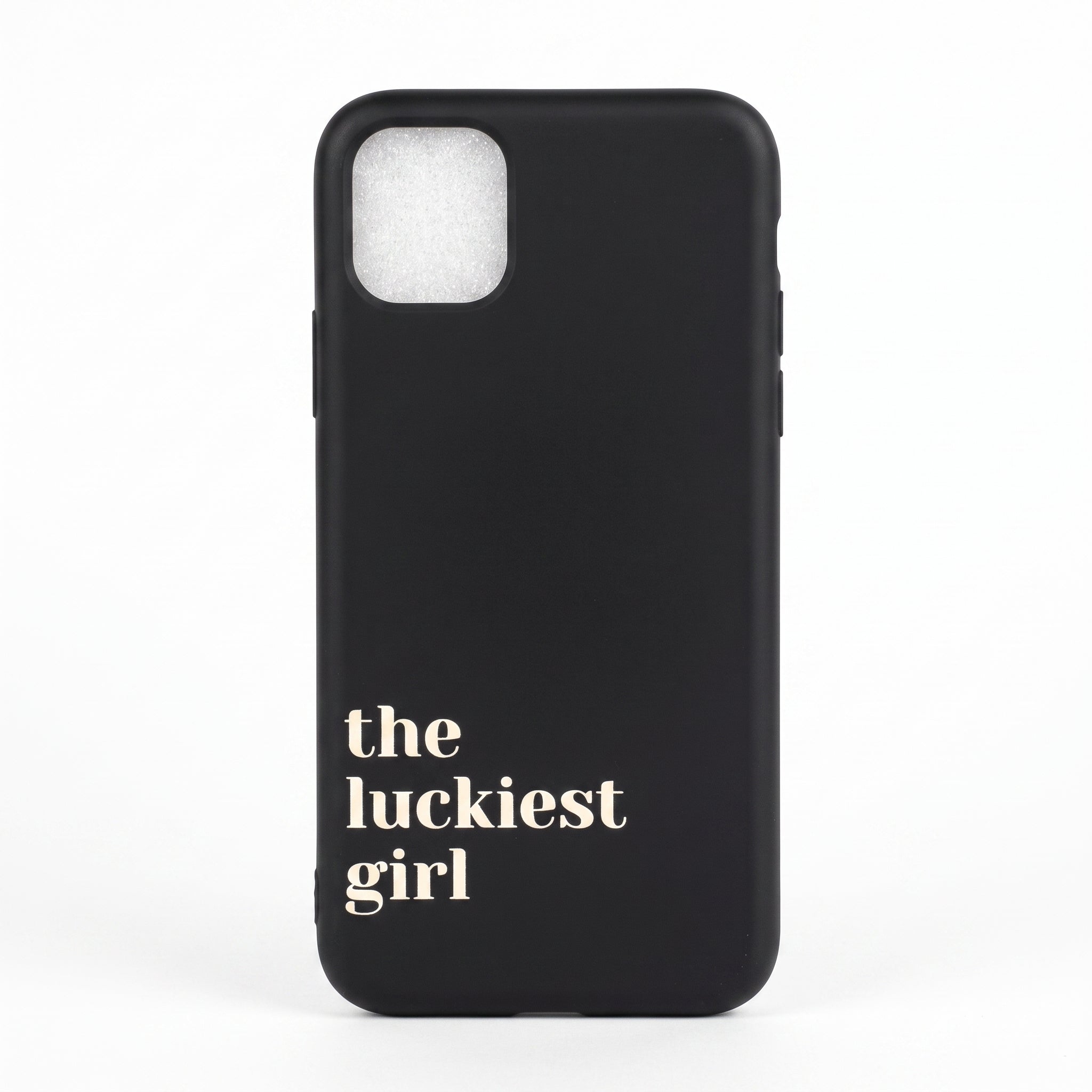 Iphone 11 Uyumlu The Luckiest Girl Desenli Siyah Silikon Telefon Kılıfı