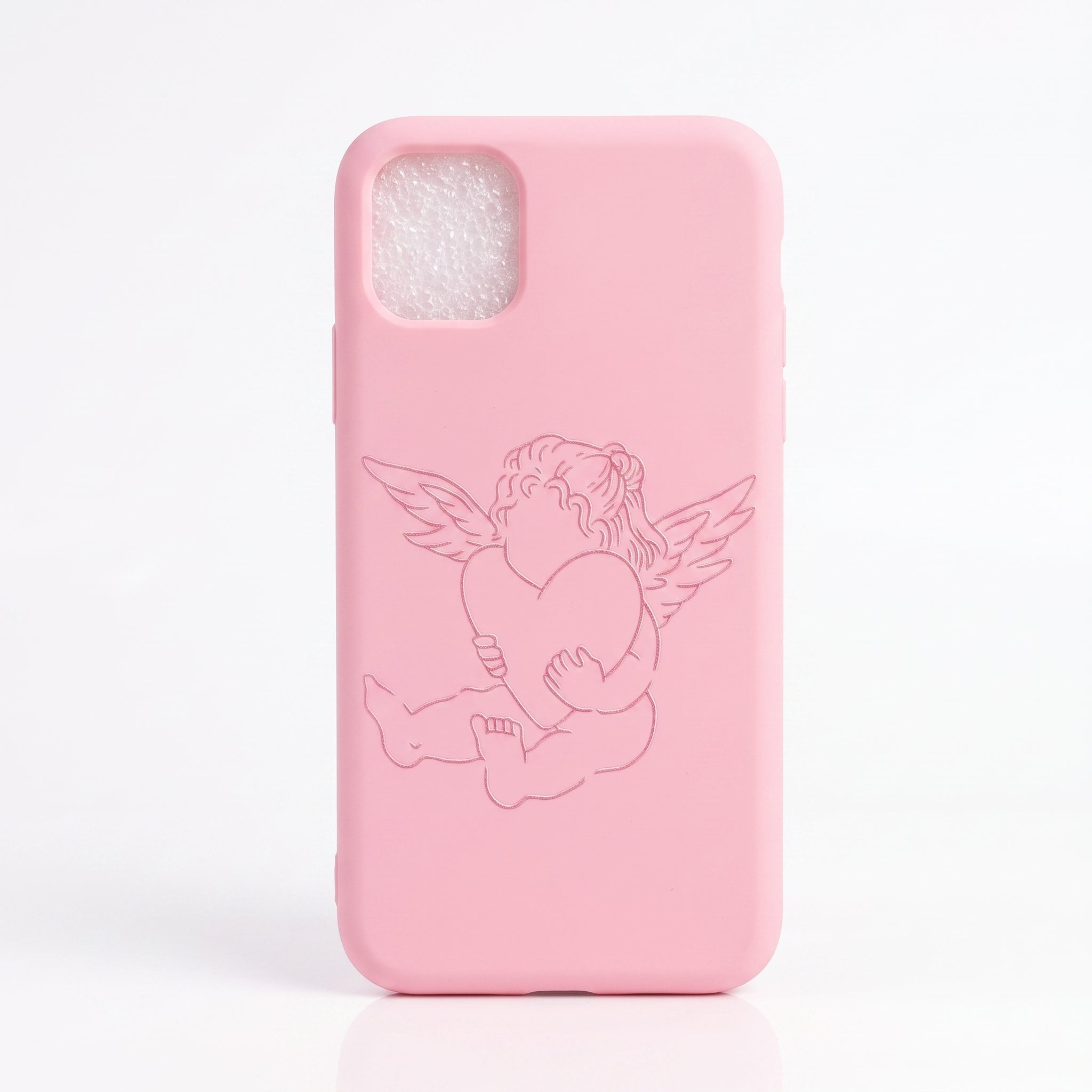 iPhone 11 Uyumlu Melek Kız Desenli Pembe Telefon Kılıfı İçi Kadife Sert Silikon Lansman Kılıf