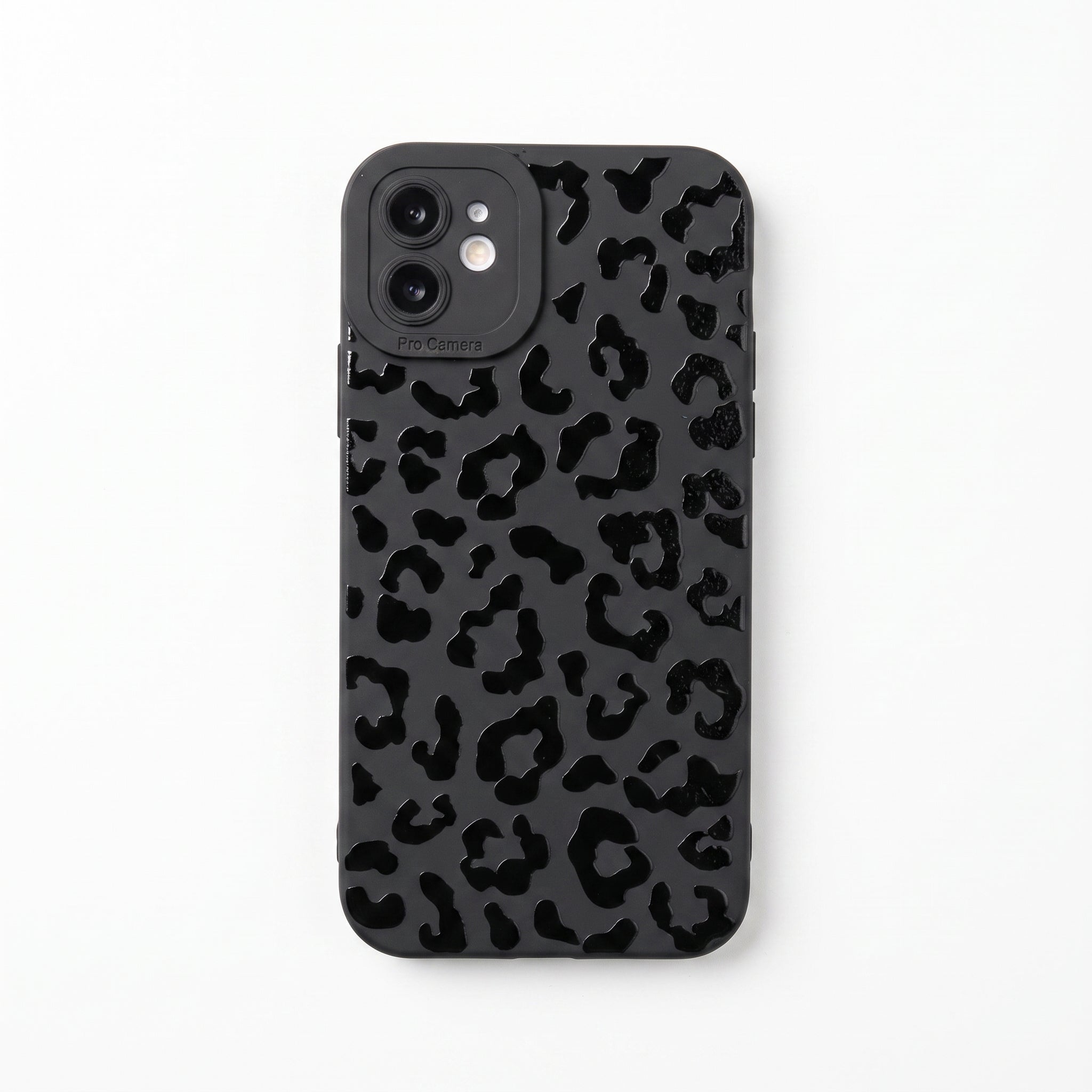 İphone 12 Uyumlu Kılıf Mat Siyah Leopar Desenli