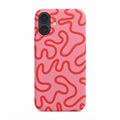 iPhone 16 Pembe İçi Kadife Abstract Desenli Silikon Telefon Kılıfı