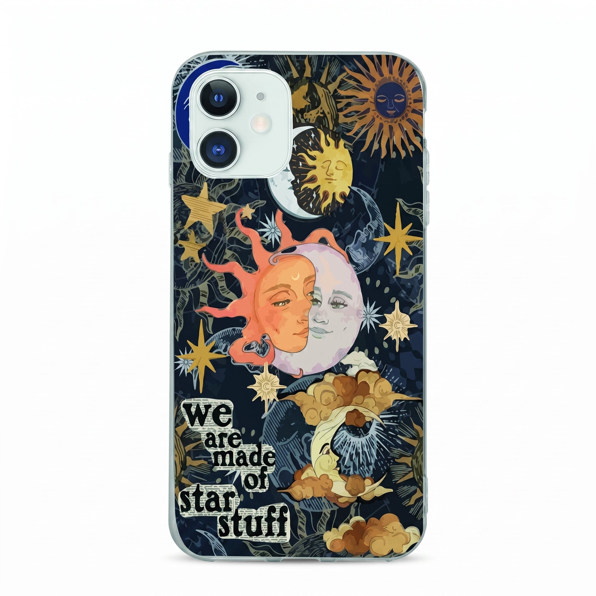 Iphone 11 Uyumlu Güneş ve Ay Desenli Şeffaf Telefon Kılıfı