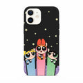 iPhone 16 Siyah İçi Kadife Puff Girl Power Desenli Silikon Telefon Kılıfı