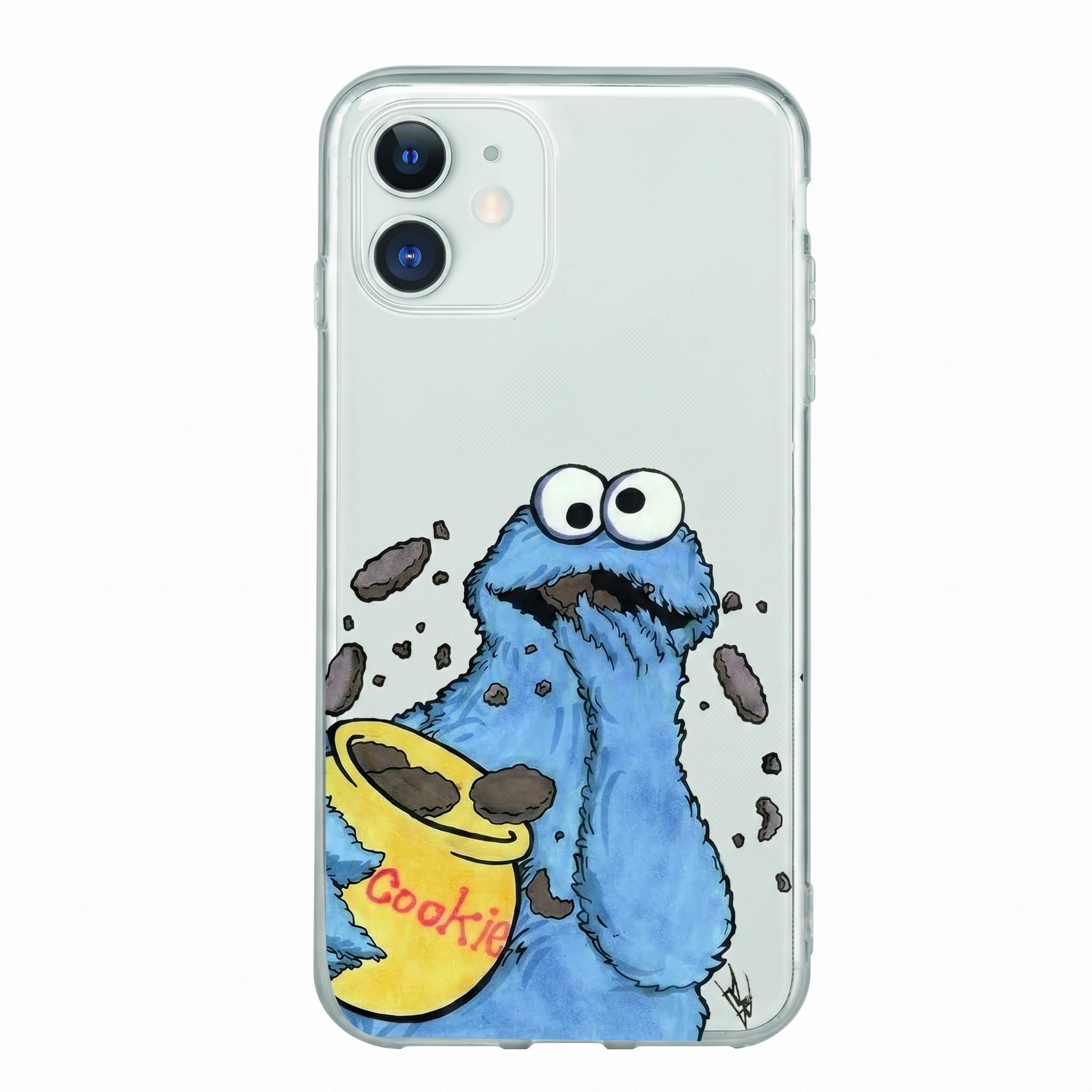 Iphone 11 Uyumlu Susam Sokağı Kurabiye Canavarı Desenli Şeffaf Telefon Kılıfı
