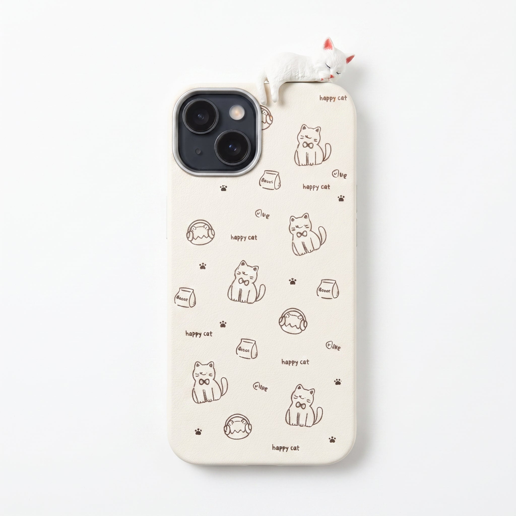 iPhone 13-14-15 Uyumlu Kılıf 3D Oyuncaklı Kedi Tasarımlı Esnek Silikon Kedili Kılıf