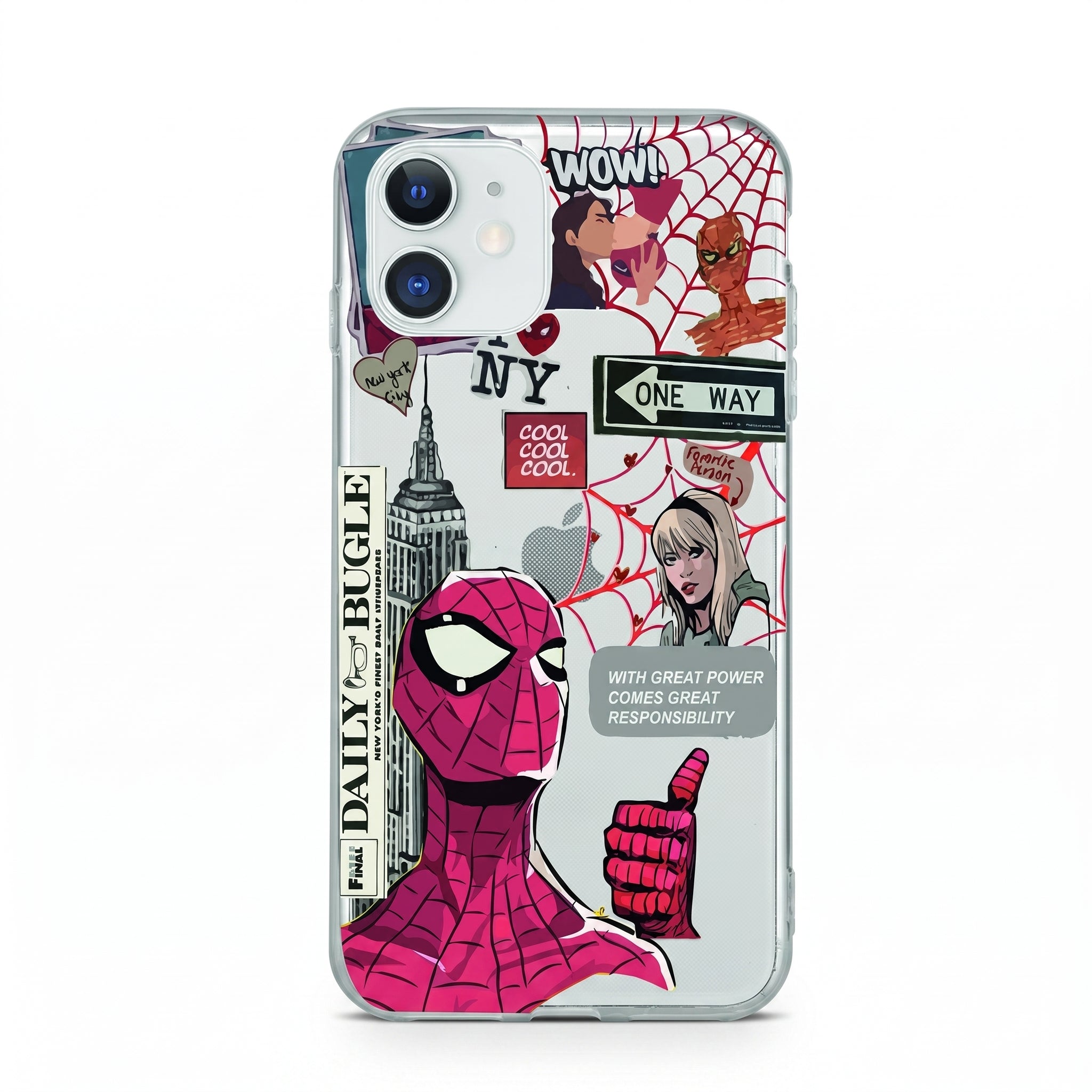 Iphone 11 Uyumlu Spiderman Desenli Şeffaf Telefon Kılıfı