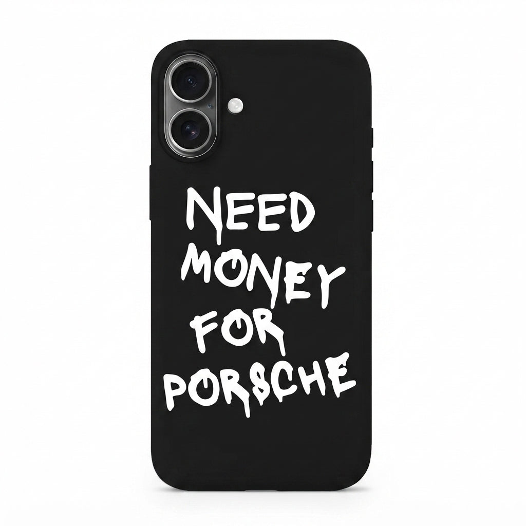 iPhone 16 Siyah İçi Kadife Need Money Desenli Silikon Telefon Kılıfı