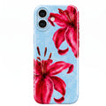 iPhone 17 Blue Flower Protect Slim Parlak Tam Kaplayan Baskı Kamera Korumalı Telefon Kılıfı