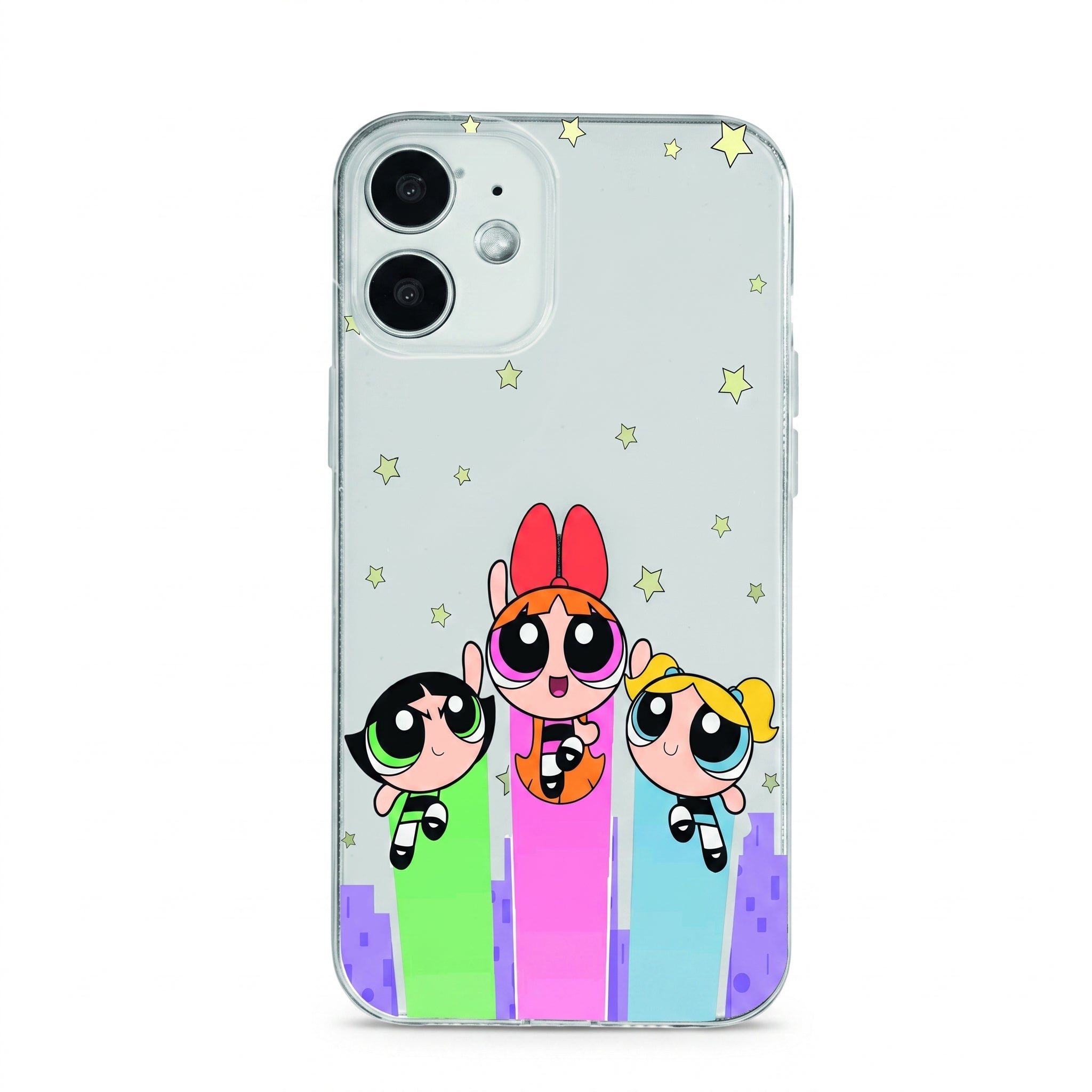 Iphone 12 Uyumlu Powerpuff Girls Desenli Şeffaf Telefon Kılıfı