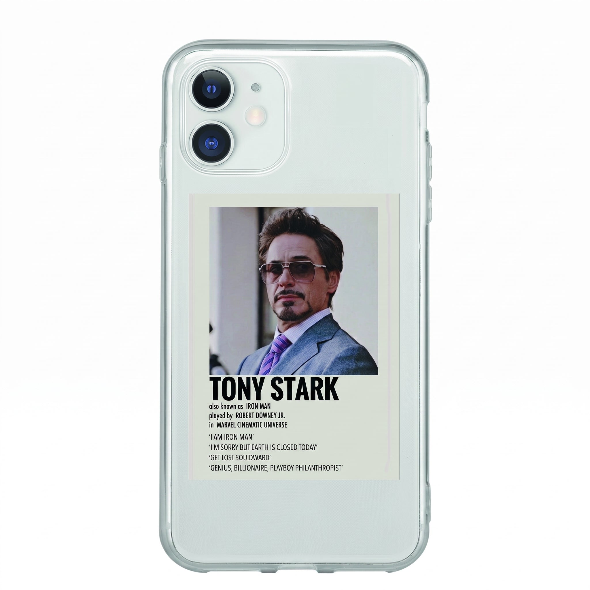 Iphone 11 Uyumlu Tony Stark Robert Downey JR. Desenli Şeffaf Telefon Kılıfı
