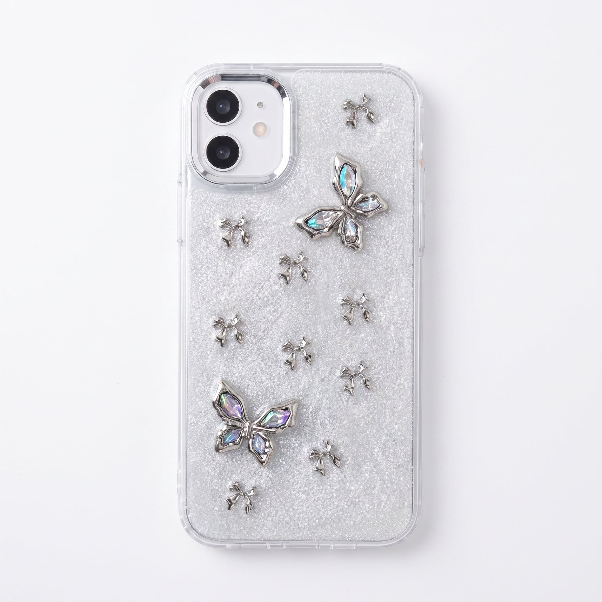 Iphone 14 Promax Uyumlu 3d Metal Kelebek Tasarımlı Epoksili Oyuncaklı Kılıf
