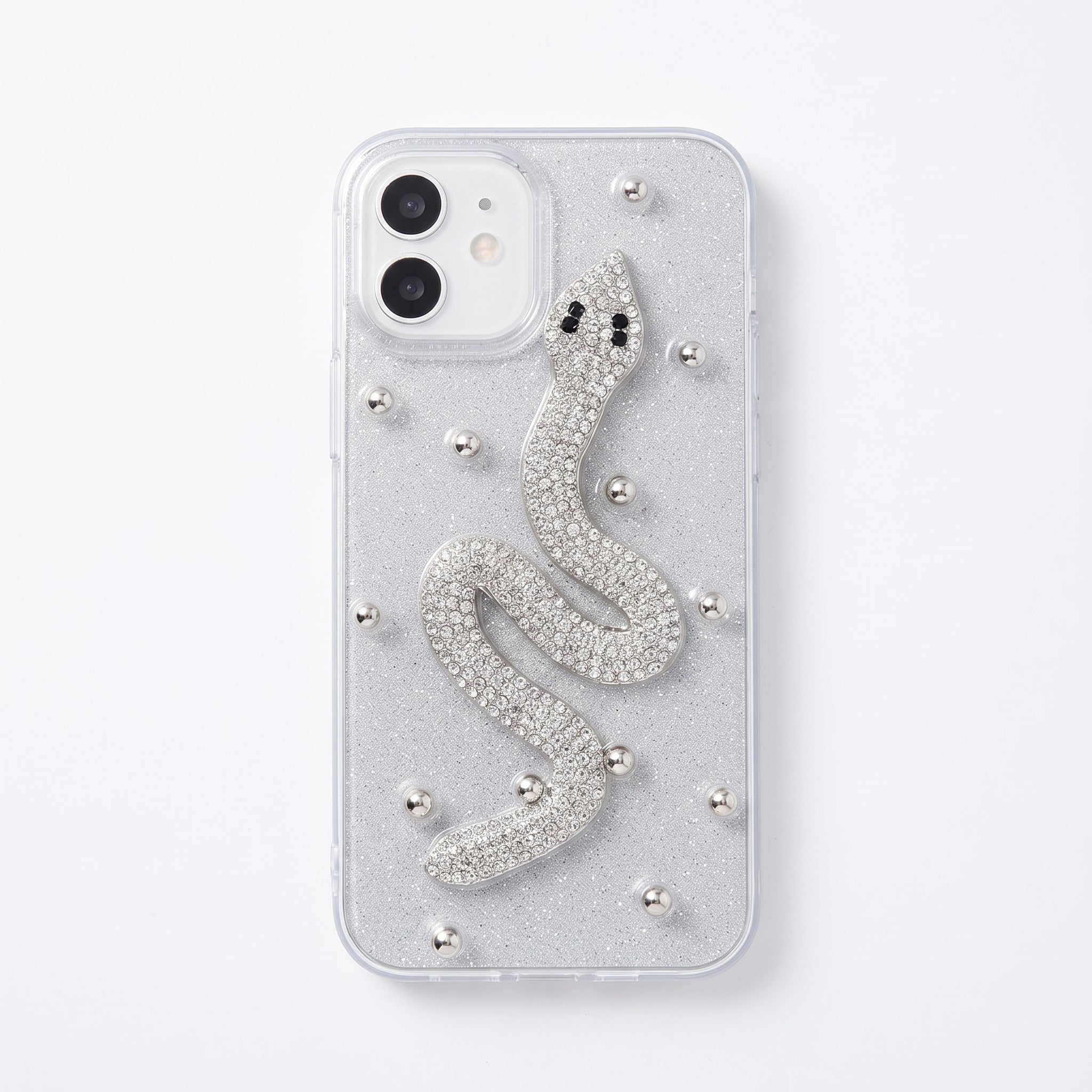 Iphone 12 ve 12 Pro Uyumlu Taş Yılan Tasarım Oyuncaklı Esnek Silikon Kılıf