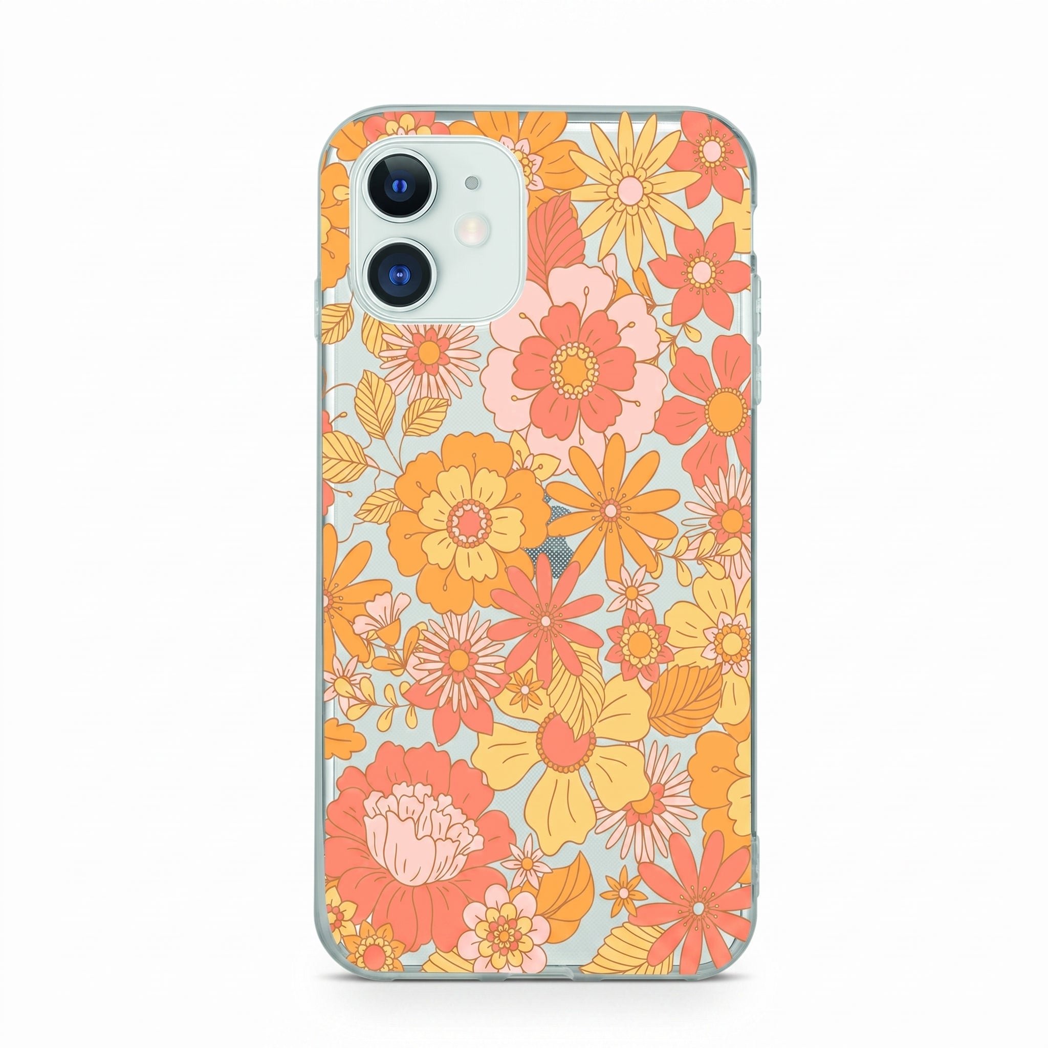 Iphone 15 Uyumlu Çiçek Desenli Şeffaf Telefon Kılıfı