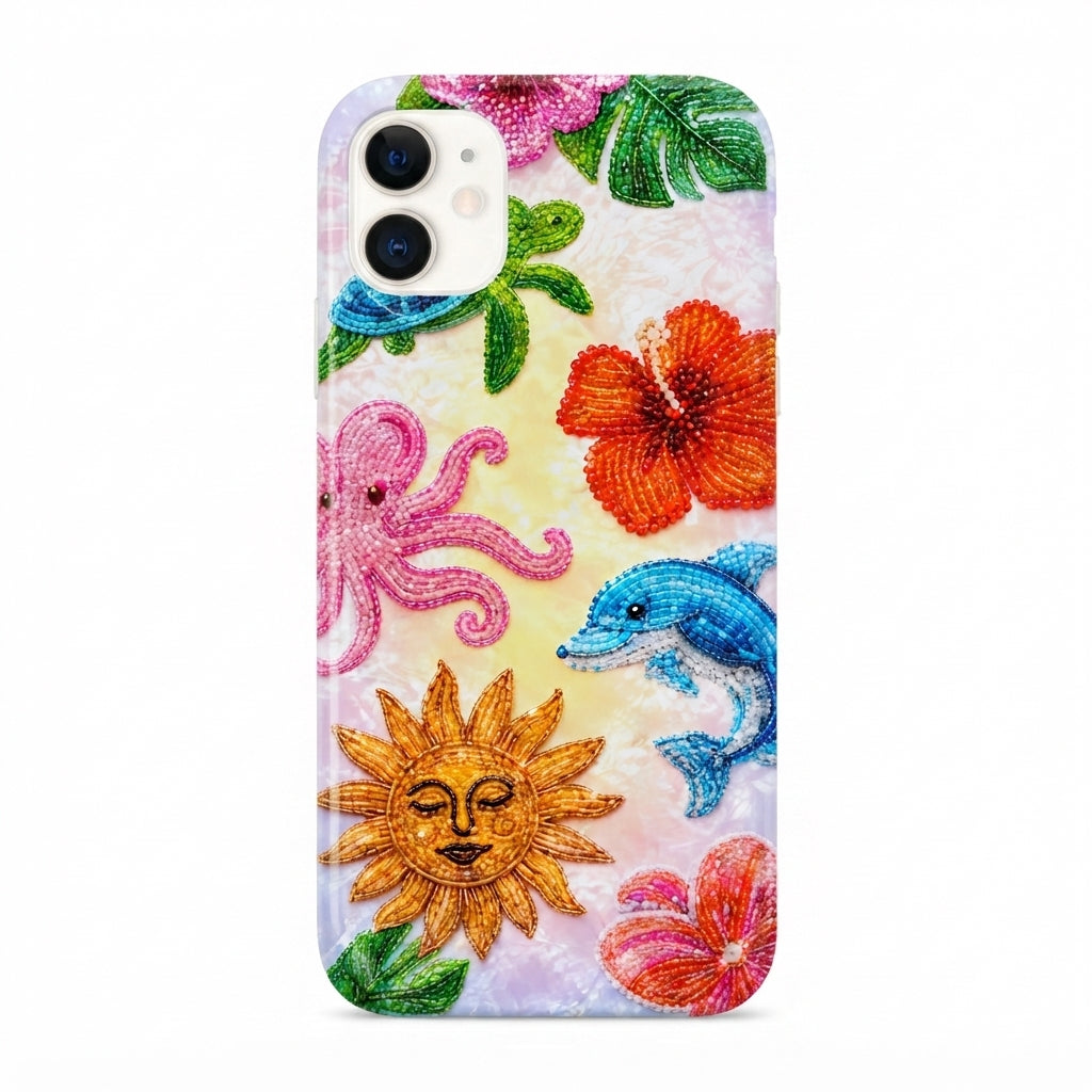 iPhone 16 Pro Max Sea Summer Protect Slim Parlak Tam Kaplayan Baskı Kamera Korumalı Telefon Kılıfı