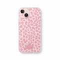 iPhone 16 Uyumlu Pembe Leopar Desenli Şeffaf Simli Telefon Kılıfı Şık ve Koruyucu Tasarım