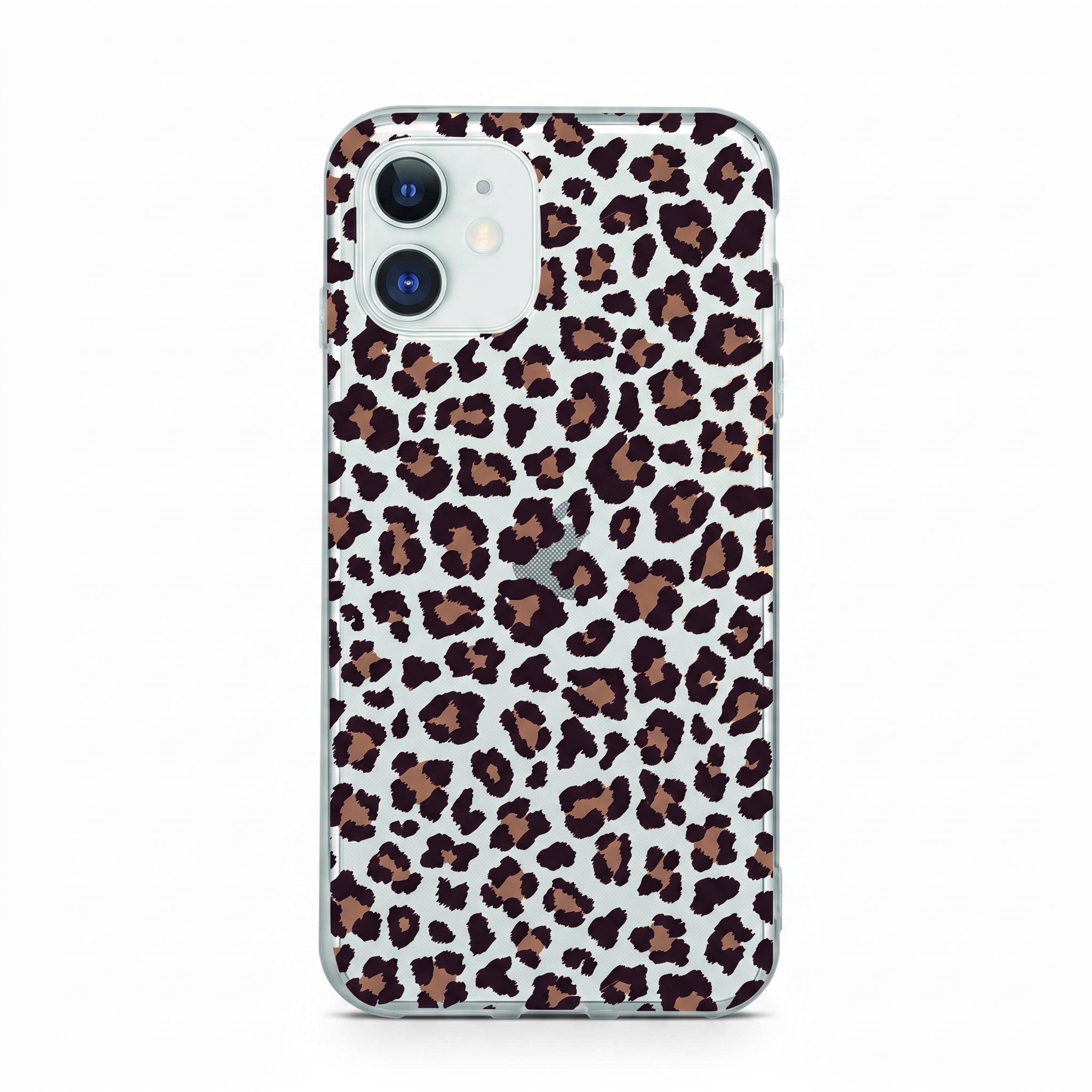 Iphone 12 Uyumlu Leopar Desenli Şeffaf Telefon Kılıfı