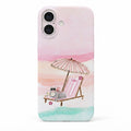 iPhone 16 Beach Cat Protect Slim Parlak Tam Kaplayan Baskı Kamera Korumalı Telefon Kılıfı