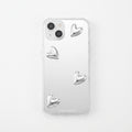 Iphone 13/14 uyumlu Aynalı Kılıf Gümüş Kalp Tasarımlı Darbelere Karşı Dayanıklı Esnek Kapak